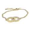 goudkleurige stalen armband met 2 cirkels en steentjes - 601152 goudkleurige stalen armband met 2 cirkels en steentjes - 601152