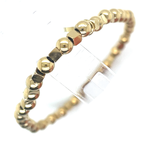 goudkleurige stalen armband met bolletje en blokjes op elastiek - 601153 goudkleurige stalen armband met bolletje en blokjes op elastiek - 601153