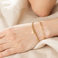 goudkleurige stalen armband met hartjes paperclip en gourmet schakel - 601154 goudkleurige stalen armband met hartjes paperclip en gourmet schakel - 601154
