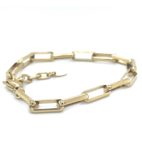 goudkleurige stalen schakelarmband paperclip - 601156