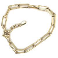 goudkleurige stalen schakelarmband paperclip - 601156