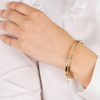 goudkleurige stalen armband bangel met steentjes - 601157