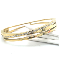 goudkleurige stalen armband bangel met steentjes - 601157