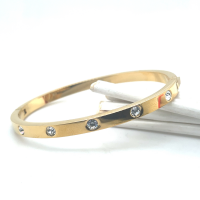 goudkleurige stalen armband bangel met steentjes Lotus - 601158