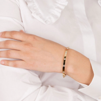 goudkleurige stalen armband bangel met steentjes Lotus - 601158