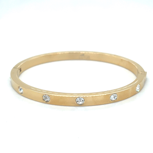 goudkleurige stalen armband bangel met steentjes Lotus - 601158 goudkleurige stalen armband bangel met steentjes Lotus - 601158