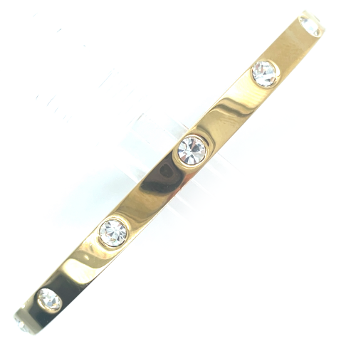 goudkleurige stalen armband bangel met steentjes Lotus - 601158 goudkleurige stalen armband bangel met steentjes Lotus - 601158