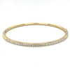 goudkleurige stalen armband bangel smal met steentjes - 601161