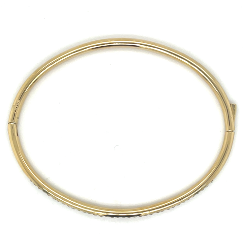 goudkleurige stalen armband bangel smal met steentjes - 601161