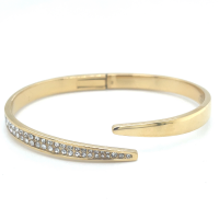 goudkleurige stalen armband bangel met steentjes - 601162