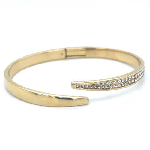 goudkleurige stalen armband bangel met steentjes - 601162 goudkleurige stalen armband bangel met steentjes - 601162