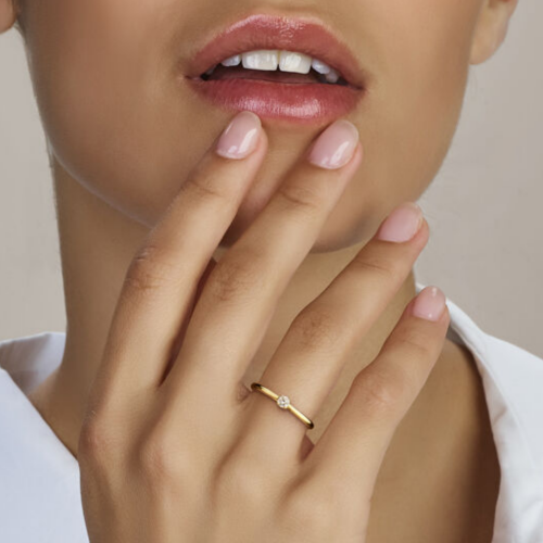 Gouden ring met lab grown diamant 0.10ct h si maat 52 - 601167