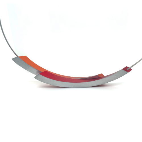 collier Belle van Clic by Suzanne in aluminium special oranje-rood C74 - 601175