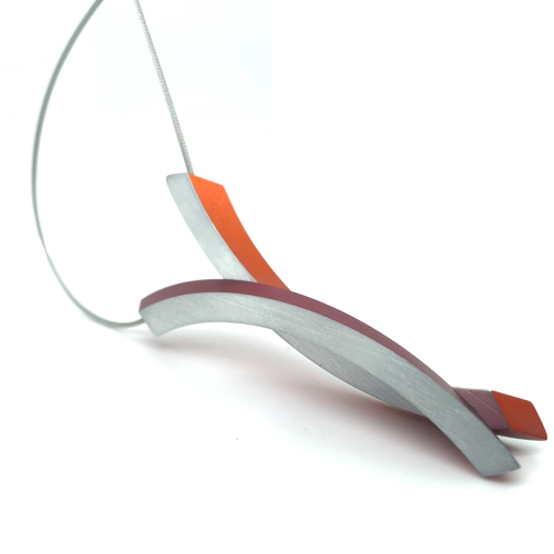 collier Belle van Clic by Suzanne in aluminium special oranje-rood C74 - 601175