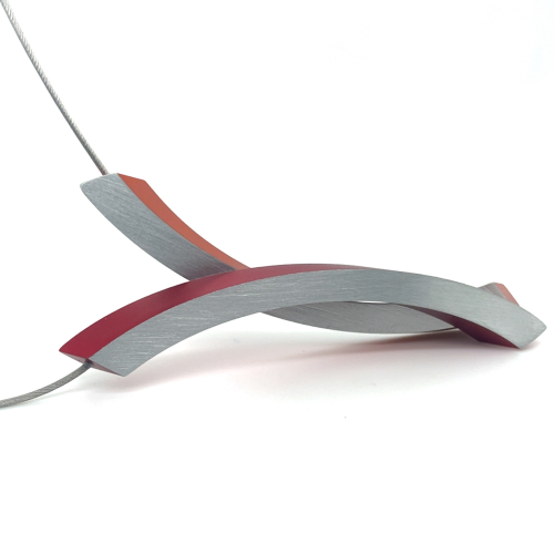 collier Belle van Clic by Suzanne in aluminium special oranje-rood C74 - 601175