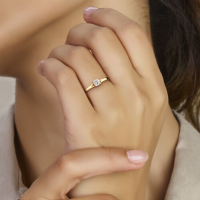 gouden ring met zirkonia steentje maat 52 - 601185