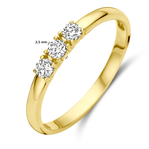 gouden trilogie ring met 3 zirkonia steentjes maat 54 - 601186