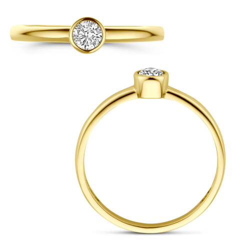 gouden ring met zirkonia 4mm maat 53 - 601188