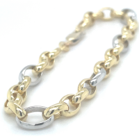 Fjory 18cm bicolor gouden Fantasie Anker schakel 6mm - 601192 Fjory 18cm bicolor gouden Fantasie Anker schakel 6mm - 601192