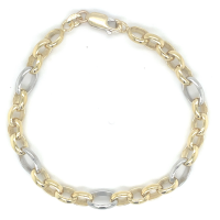 Fjory 18cm bicolor gouden Fantasie Anker schakel 6mm - 601192 Fjory 18cm bicolor gouden Fantasie Anker schakel 6mm - 601192