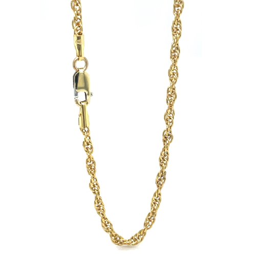 ketting goud Fjory Singapore/koord combischakel 2mm 45cm met zilveren keren - 601208 ketting goud Fjory Singapore/koord combischakel 2mm 45cm met zilveren keren - 601208