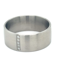 Stalen ring met 5 diamanten in maat 56 - 601235 Stalen ring met 5 diamanten in maat 56 - 601235