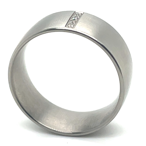 Stalen ring met 5 diamanten in maat 56 - 601235 Stalen ring met 5 diamanten in maat 56 - 601235