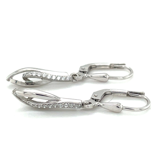 Oorhangers met haken in zilver en zirkonia steentjes - 601240
