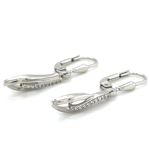 Oorhangers met haken in zilver en zirkonia steentjes - 601240