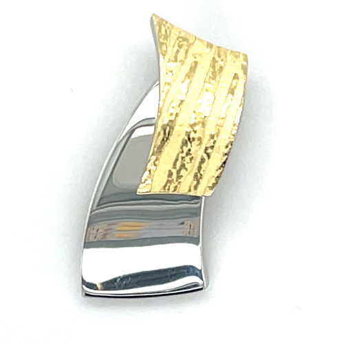 Ruwe en glimmende hanger in zilver met geel goud - 601241 Ruwe en glimmende hanger in zilver met geel goud - 601241