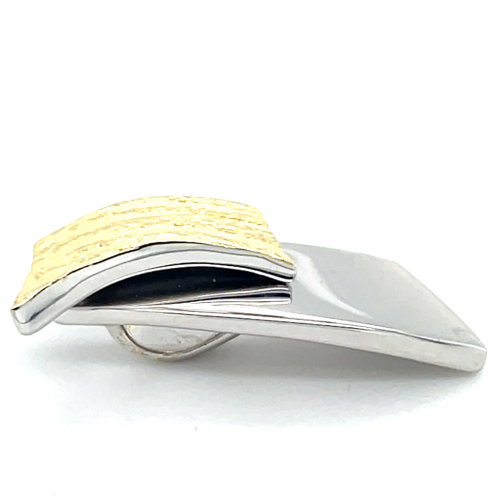 Ruwe en glimmende hanger in zilver met geel goud - 601241 Ruwe en glimmende hanger in zilver met geel goud - 601241