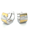 Breede oorringen in zilver met goud en zirkonia steentjes - 601244 Breede oorringen in zilver met goud en zirkonia steentjes - 601244