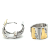 Breede oorringen in zilver met goud en zirkonia steentjes - 601244 Breede oorringen in zilver met goud en zirkonia steentjes - 601244