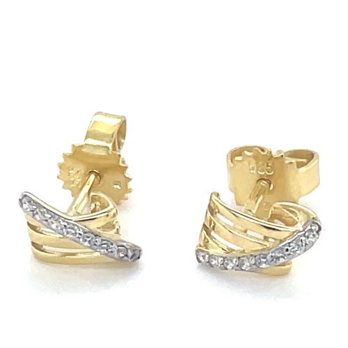 gouden oorknoppen met zirkonia steentjes - 601247