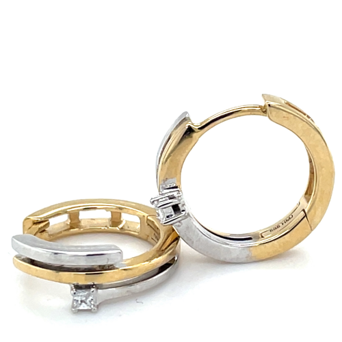 oorringen met zirkonia14 karaat biclore wit en geel goud - 601254