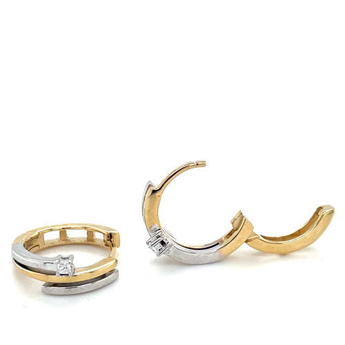 oorringen met zirkonia14 karaat biclore wit en geel goud - 601254