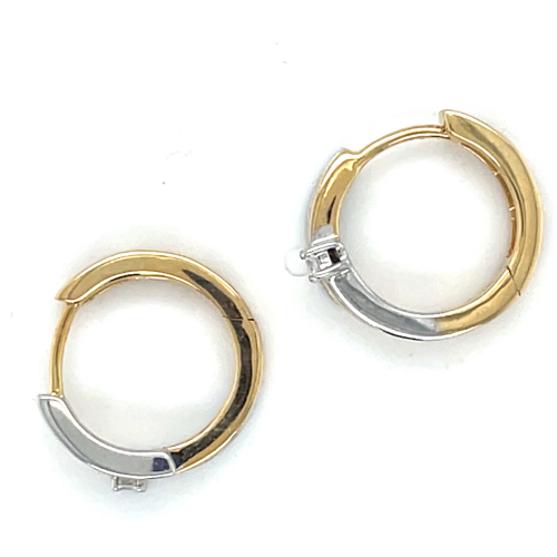 oorringen met zirkonia14 karaat biclore wit en geel goud - 601254