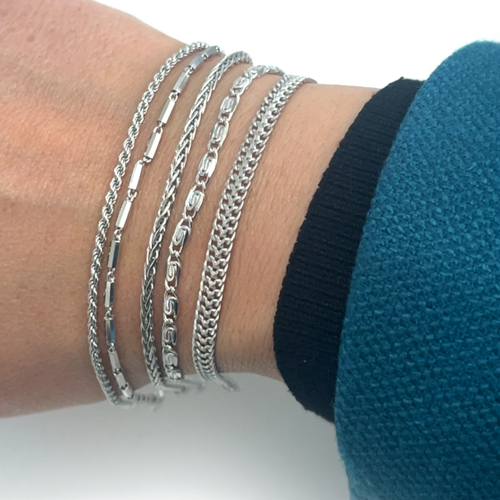 armband buisjes zilver 18 cm - 601264