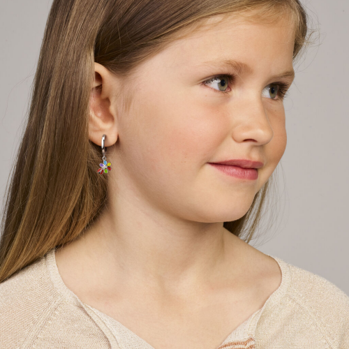 oorringen zirkonia emaille bloem en lieveheersbeestje 22 mm - 601268