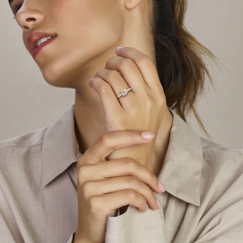 zilveren ring met veel zirkonia maat 54 - 601272