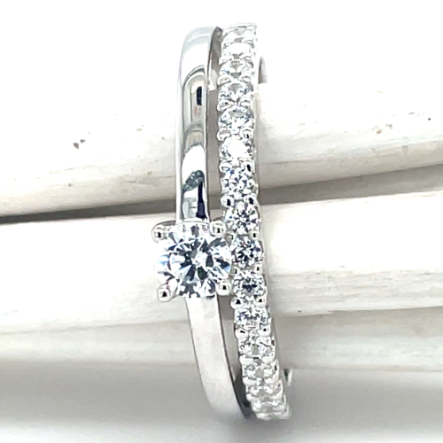 dames ring zilver met veel zirkonia maat 52 - 601279