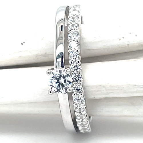 dames ring zilver met veel zirkonia maat 54 - 601280