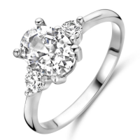 damesring trilogie met 3 zirkonia steentjes in  zilver maat 52 - 601282