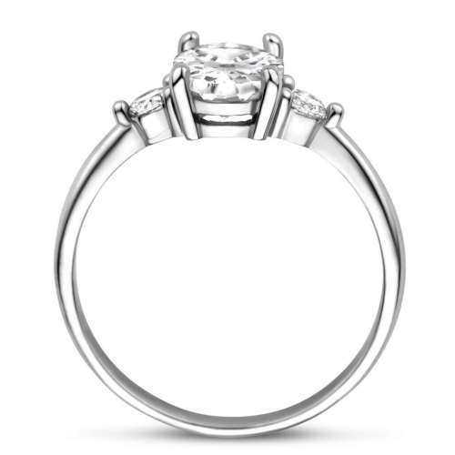 trilogiering met 3 zirkonia steentjes in  zilver maat 54 - 601283