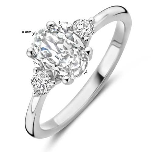 trilogiering met 3 zirkonia steentjes in  zilver maat 54 - 601283