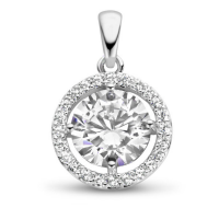 zilveren hanger zirkonia halo - 601284