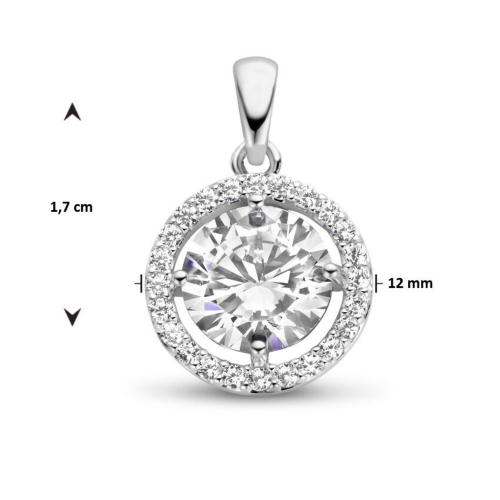 zilveren hanger zirkonia halo - 601284