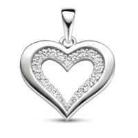 hanger hartje met zirkonia steentjes zilver - 601285