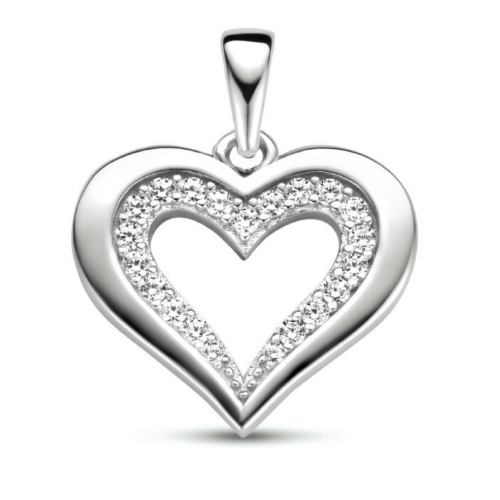 hanger hartje met zirkonia steentjes zilver - 601285