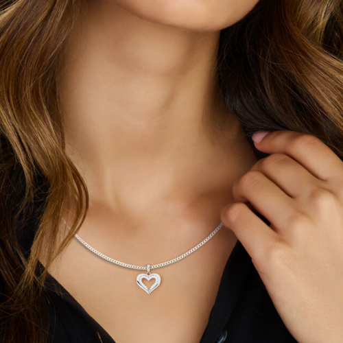 hanger hartje met zirkonia steentjes zilver - 601285